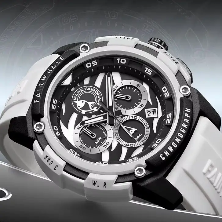 Mark FairWhale  Sport Quartz Watch Water-Resistance Multi-Function Luminous Chronograph Watch for Mens reloj hombre
