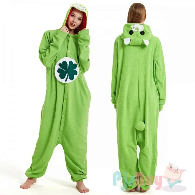 wat22 Animal Onesie Cartoon Bear Kigurumis Adult Women Men Pajama Sleep Overall Polar Fleece Cosplay Jumpsuit Hallo New 2025 aa