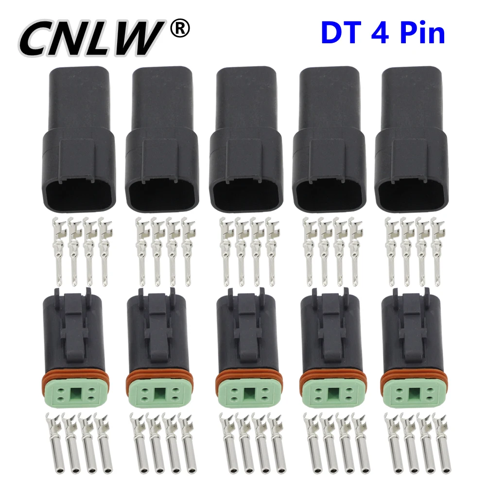 Black 5 Sets 4 Pin DJ3041Y-1.6-11/21 DT Connectors  DT04-4P,DT06-4S Automobile waterproof wire electrical connector plug