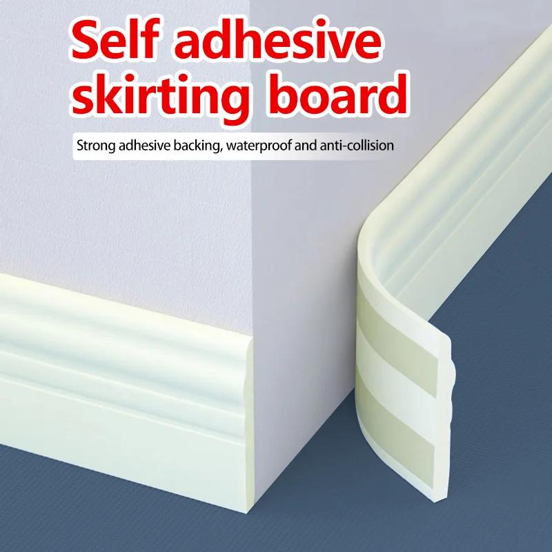 196.85-inch long flexible skirting board, self-adhesive NBR wall bottom decorative strip, suitable for home decoration
