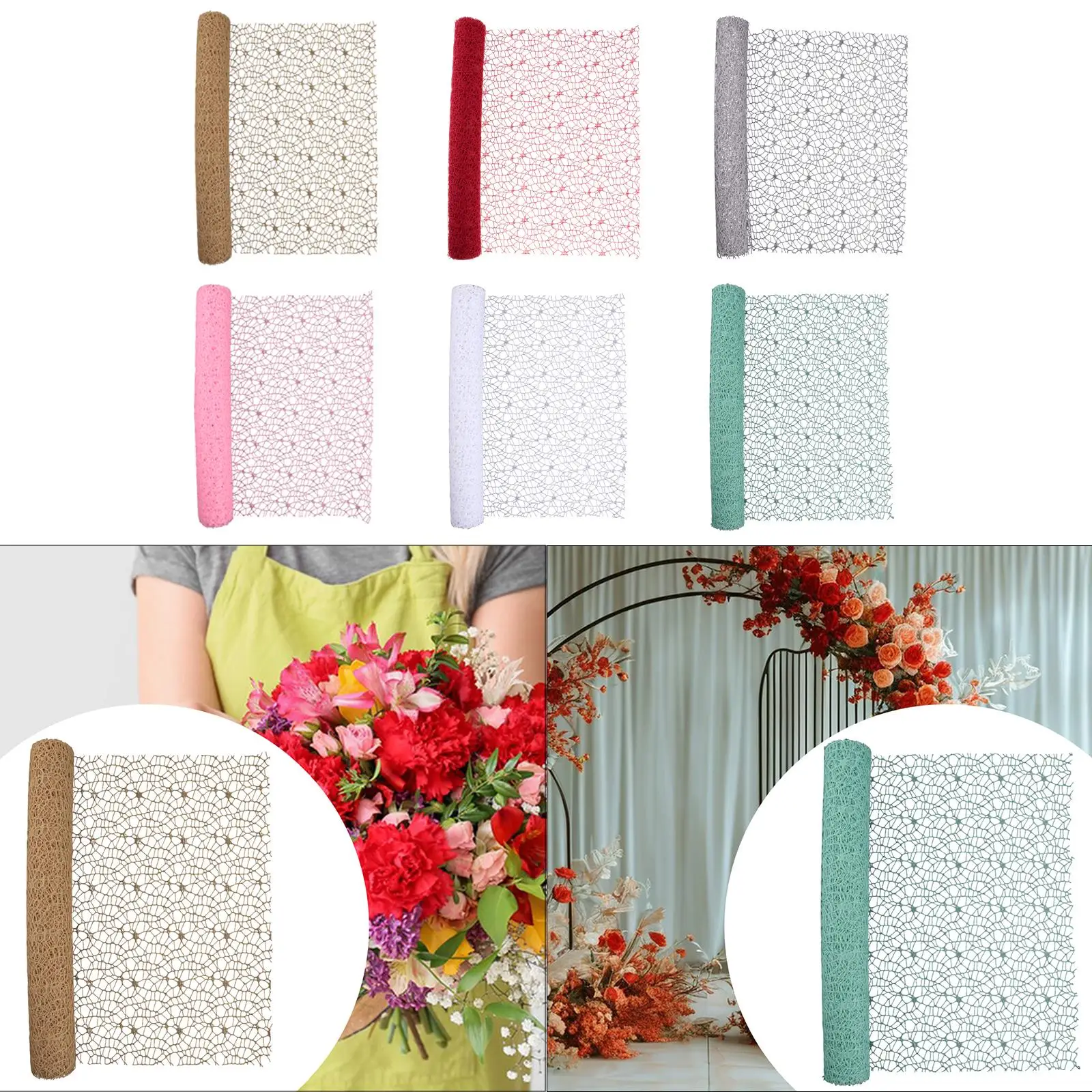 Custom Silk Paper Roll Floral Wrap Mesh Openwork 450cm for Bouquet Packaging Foldable Gift Wrap for All Occasions