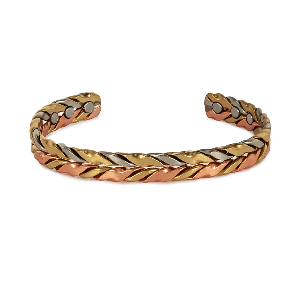 Vinterly Armbänder aus reinem Kupfer, gedreht, handgefertigt, geflochten, 12 mm, verstellbare Armreifen, Gesundheitsenergie, Hochmagnet-Schmuck, größenverstellbare Manschette