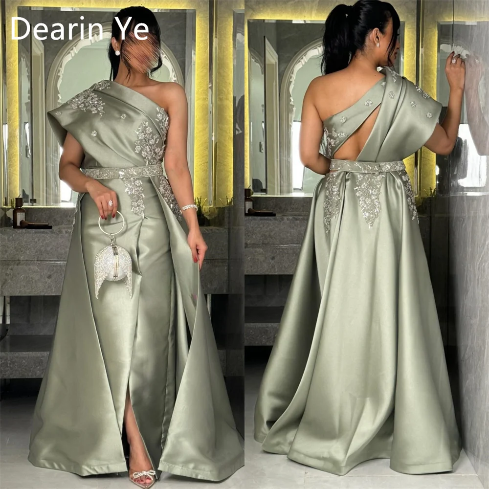 

Customized Formal Dress Dearin One Shoulder A-line Floor Length Skirts Layered Draped Applique Bespoke Occasion Dresses Saudi Ar