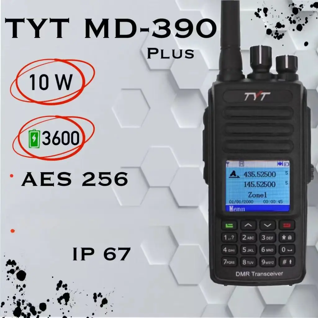 Топ! MD-UV390 PLUS 10 Вт рация Aes256 радио UV390 PLUS GPS IP67 опция батареи водонепроницаемая двухдиапазонная рация с цифровым управлением