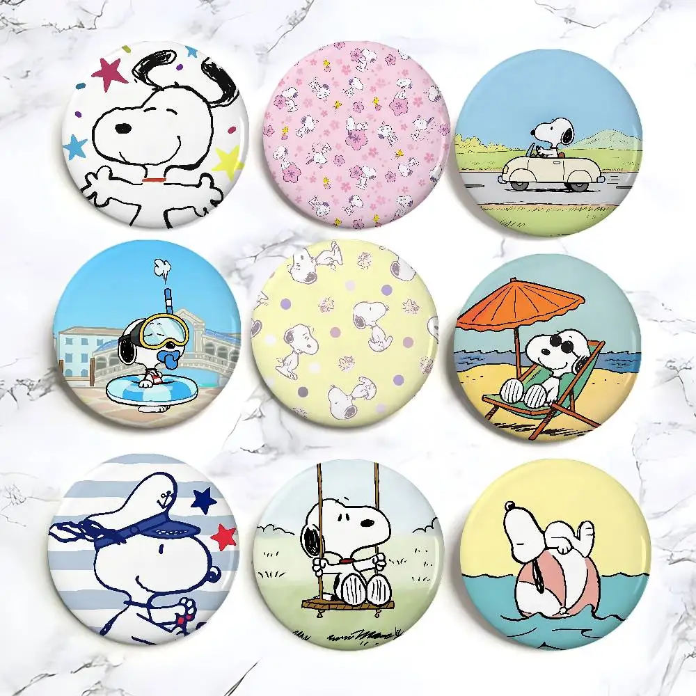 Cute S-Snoopys Badges Tinplate Soft Button Pin Brooch Metal Badge Custom Jewelry Accessories Hat Bag Lapel