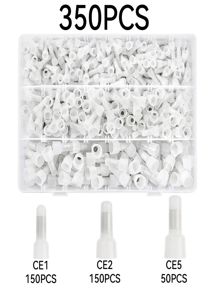 

350pcs Nylon Crimp Closed End Caps 12-10 16-14 22-18 AWG Connectors