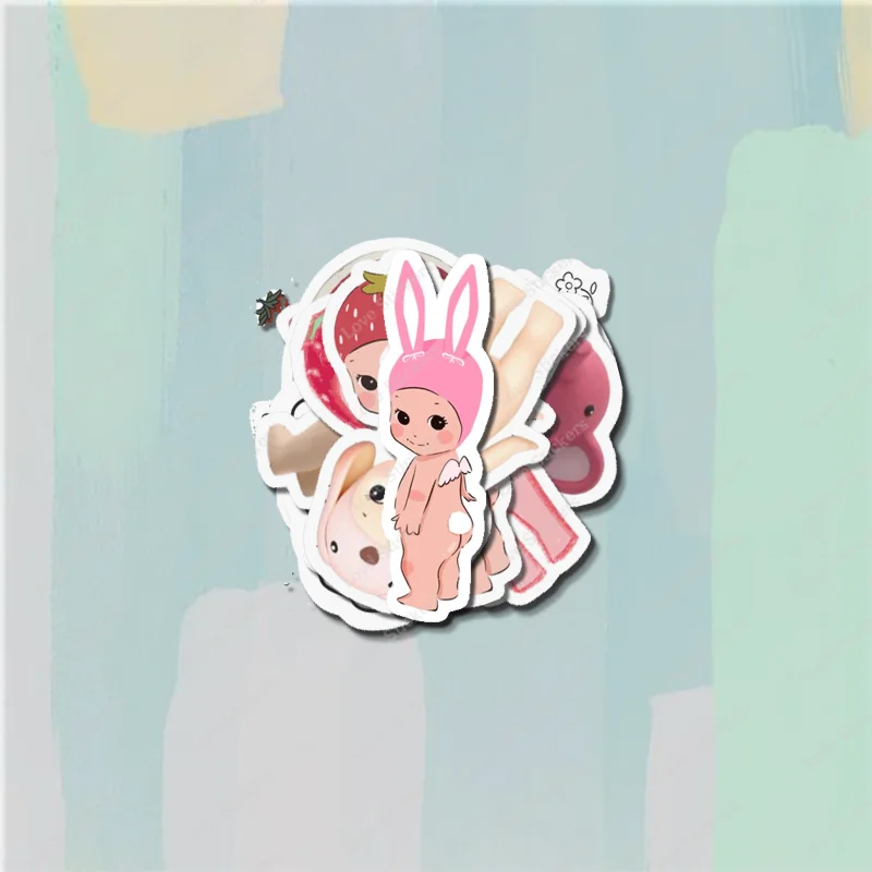 Bunny Cherub Pink Bunny Sonny Angel 5PCS Stickers for Living Room Bumper Anime Cute Kid Car Art Print Window Home Decor