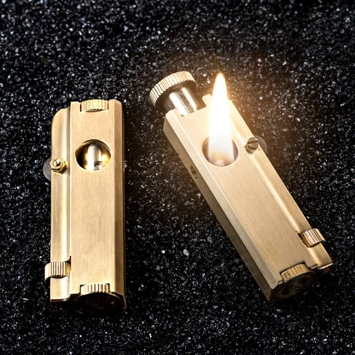 Old Style Pure Copper Three Way fire Lighter Heavy Trench Tobacco Cigarette Kerosene Lighter Portable Cigar Military Lighter