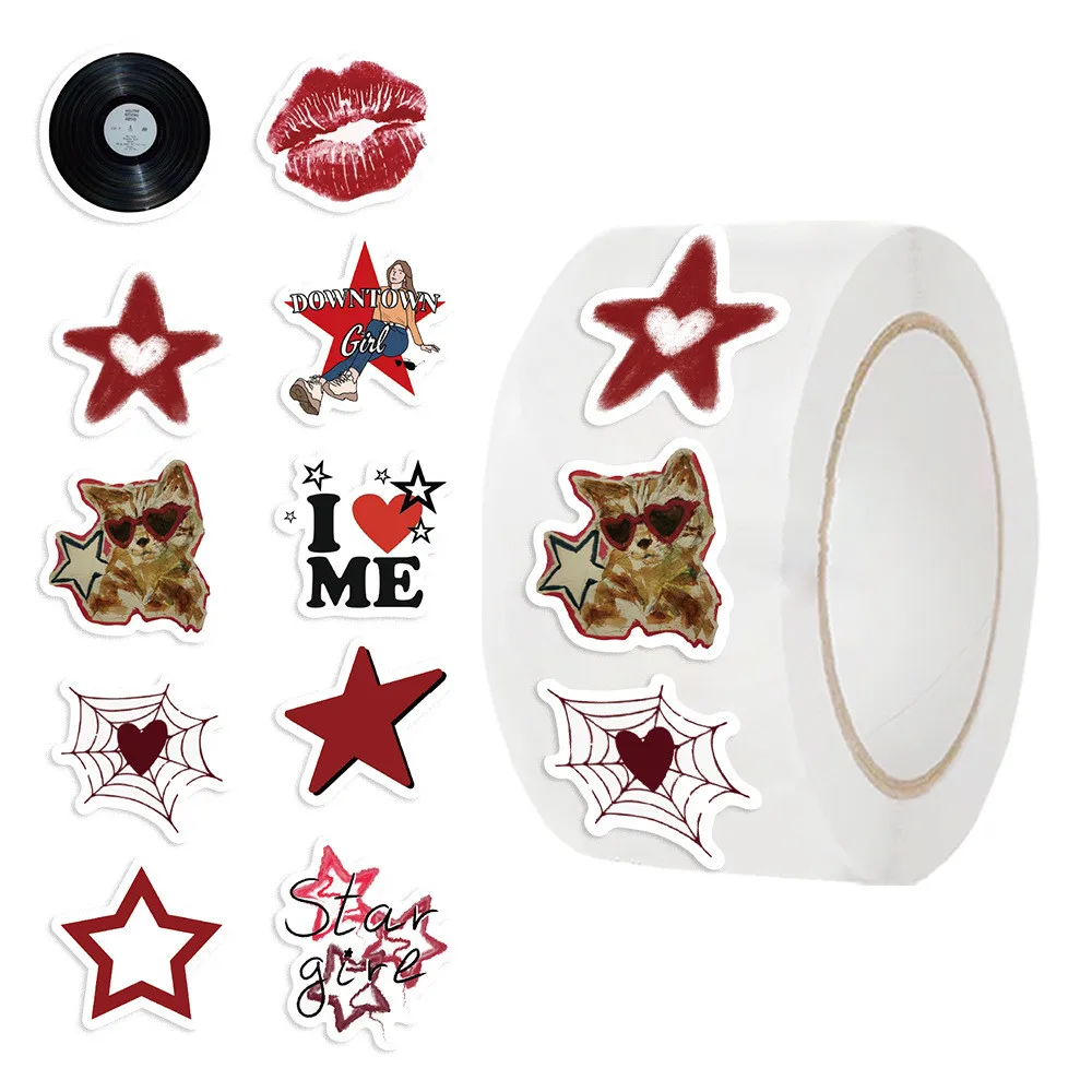 500Pcs/Roll Hot-Selling Downtown Girl Washi Tape - Urban Fashion Decor for Journal & Envelope Sealing LanLanStickersWorld Store