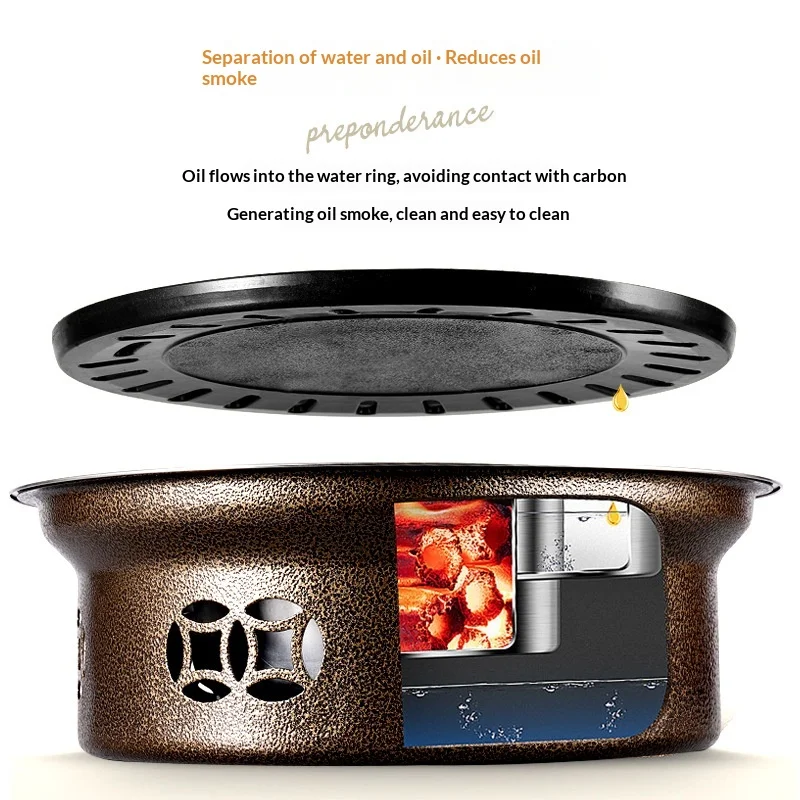 Charcoal Barbecue Stove, Charcoal Meat Grilling Pot, Traditional Meat Frying Pan, Home-Use Smokeless Small Charcoal Grill