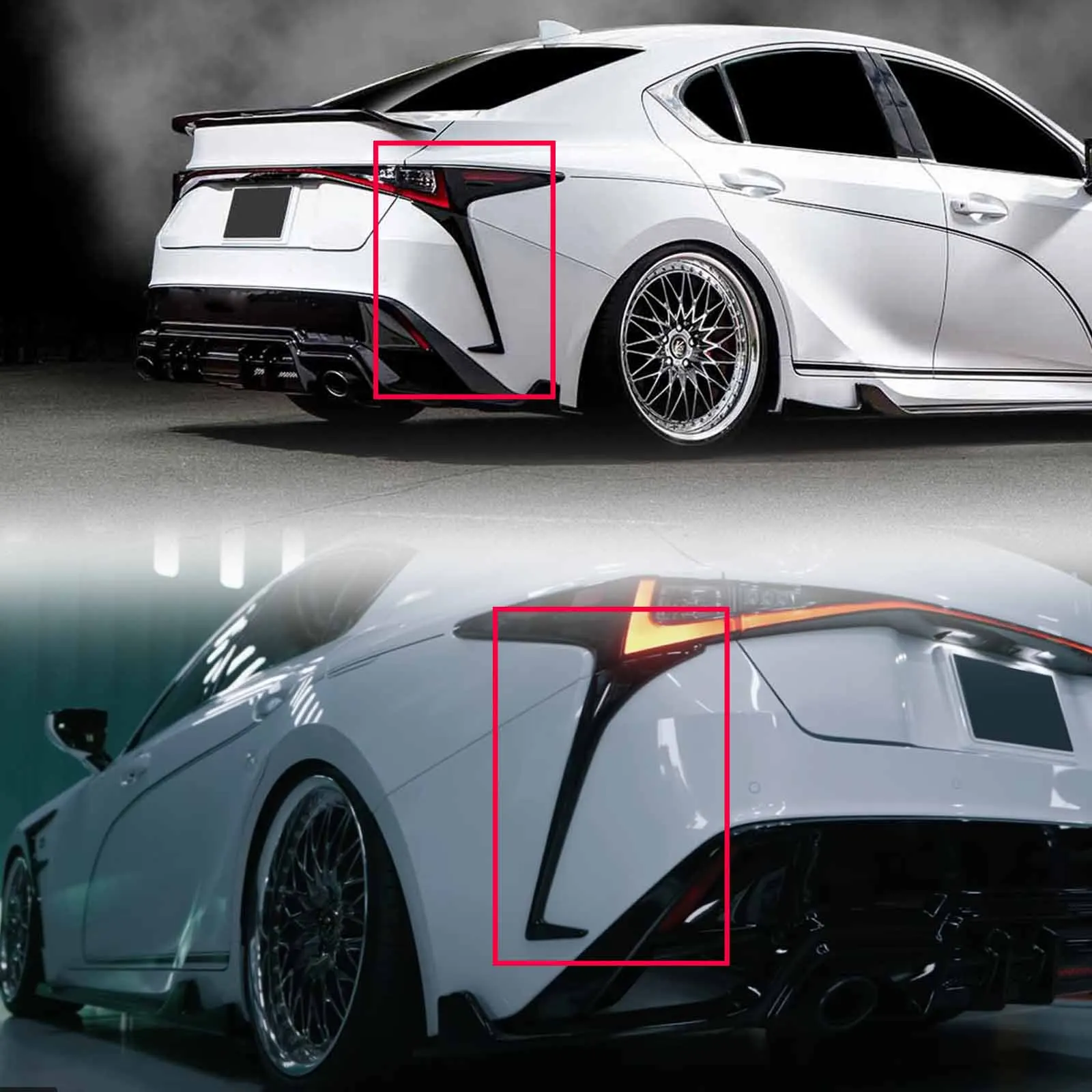 لكزس IS جميع الموديلات IS300h IS350 F-Sport 2021-2025 المصد الخلفي اكسسوارات السيارات لامع أسود ألياف الكربون رسمت