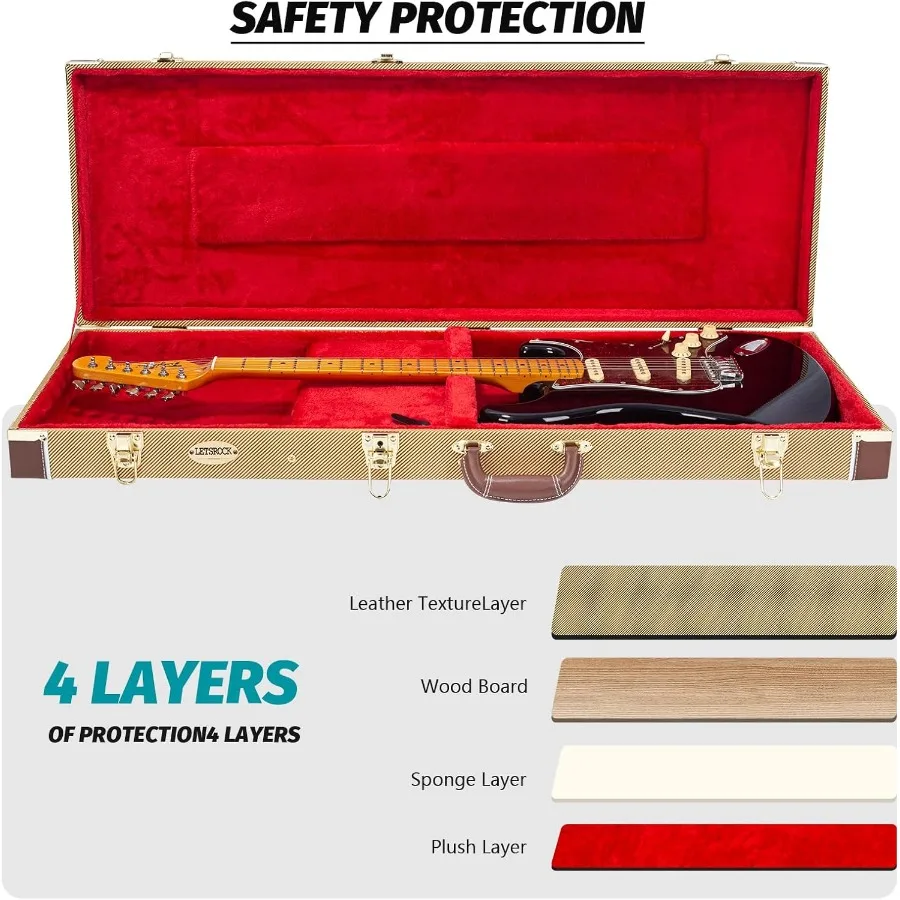 LETSROCK Elektryczna Gitara Twardy Futerał Ochronny 39 Calowy Standardowy Elektryczny Futerał na Gitary do Modelu KST KTL 170 z Zamkiem La