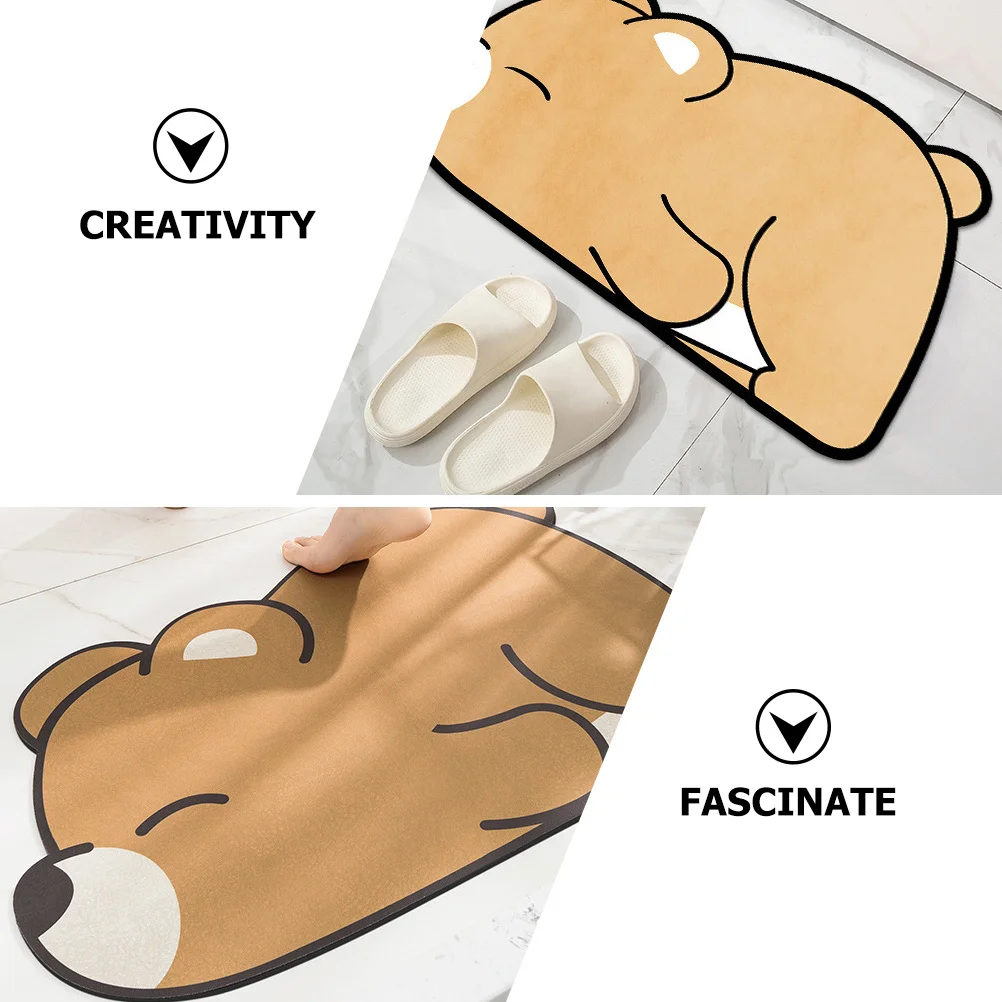 

Anti-Slip Bath Mat Soft Floor Rug For Bathroom Quick Dry Super Absorbent Water Drain Cartoon Bear Design Shower Foot Mat