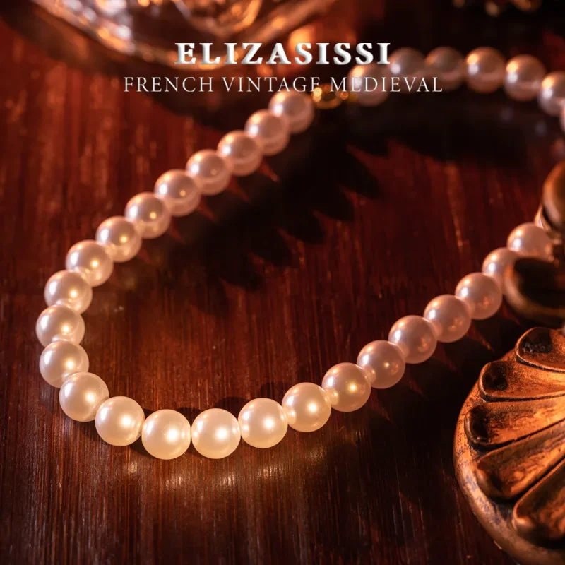 

New medieval vinta all handmade French elegance temperament Nini same handmade glazed pearl necklace