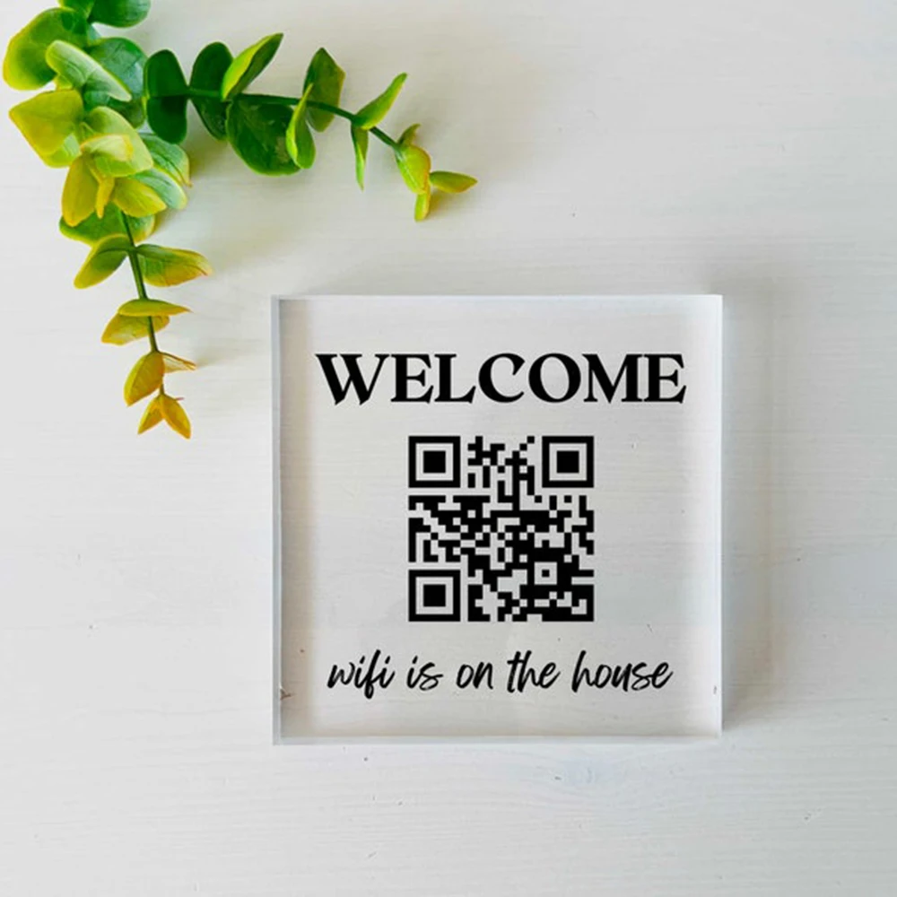 مخصص واي فاي رمز الاستجابة السريعة علامة الزخرفية شخصية واي فاي كلمة المرور عرض اللوحة هدية منزلية جديدة للمنزل مكتب مقهى مطعم #4