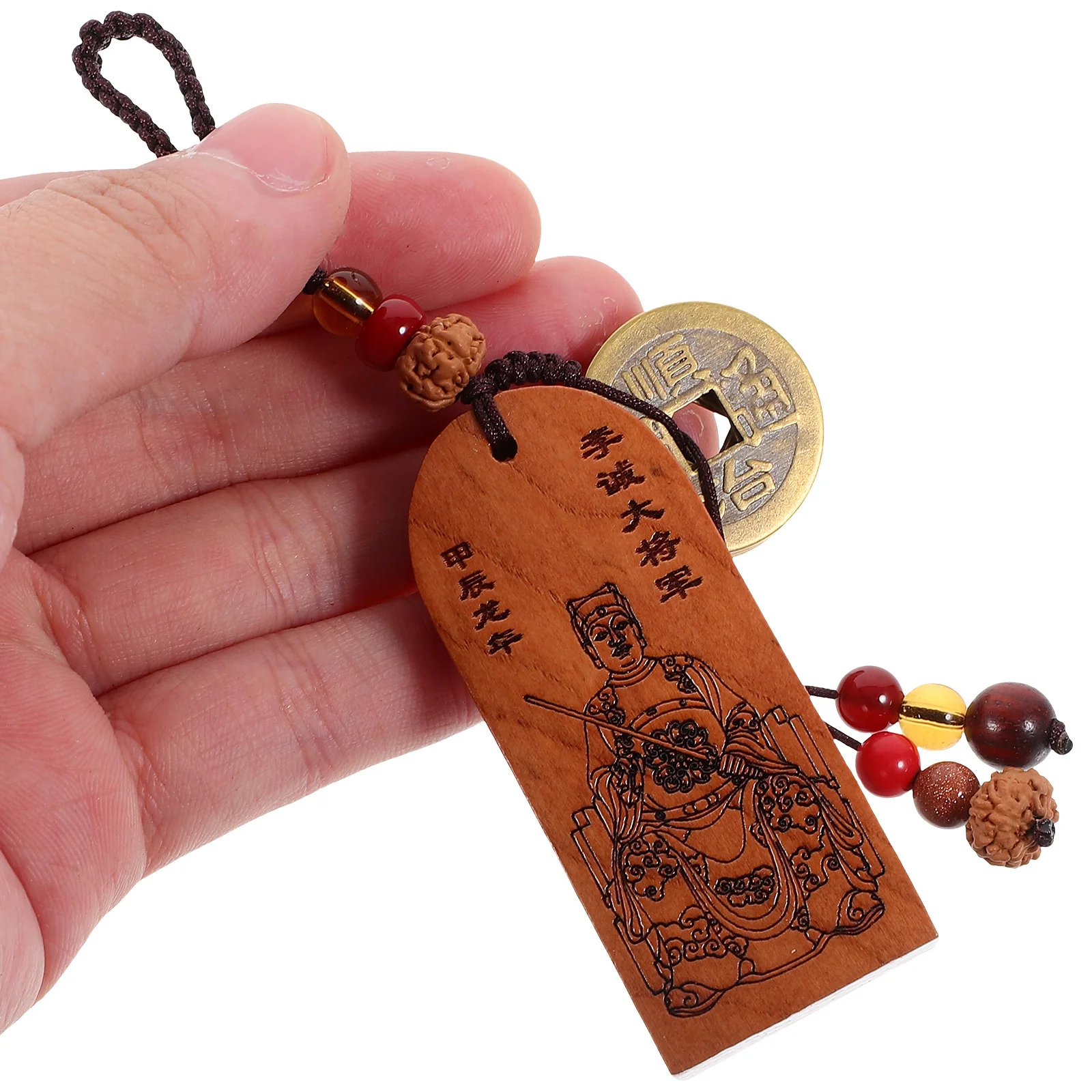 

1pc Taisui Amulet Pendant Keychain Wooden Design Hanging Decor For Car Bag Keys Fengshui Gift Chinese New Year Ornament