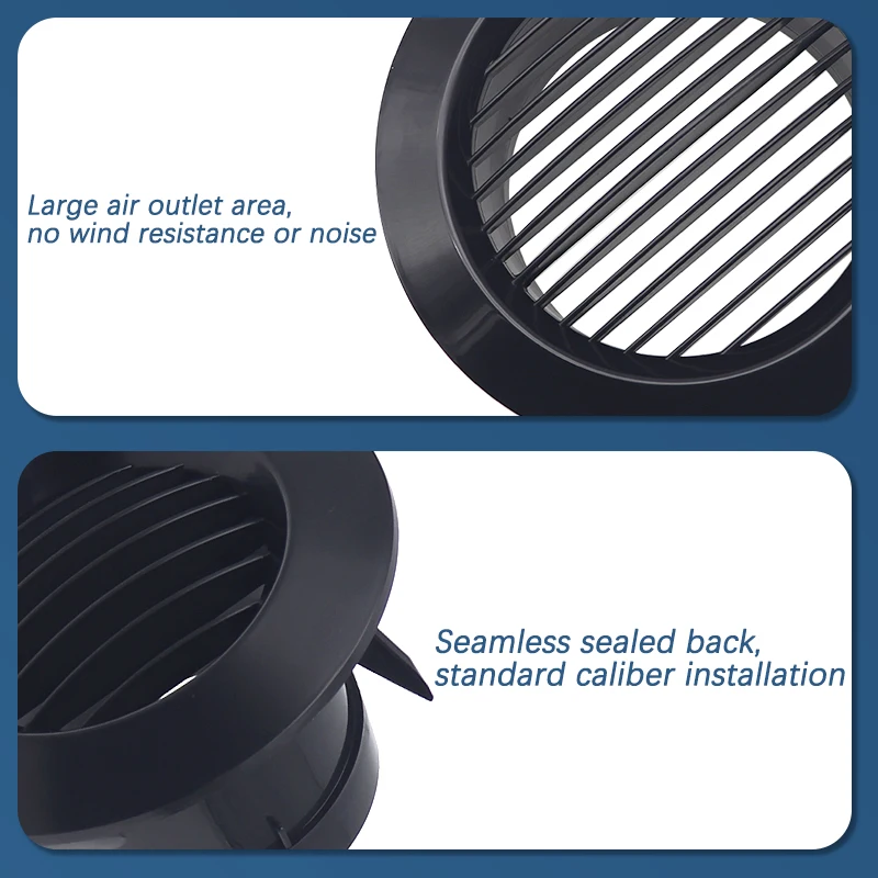 75mm Black Round Air Vent  ABS Adjustable Exhaust Hood Valve Anti-bird and Rat Grille Air Conditioning Ducting Ventilation Cover