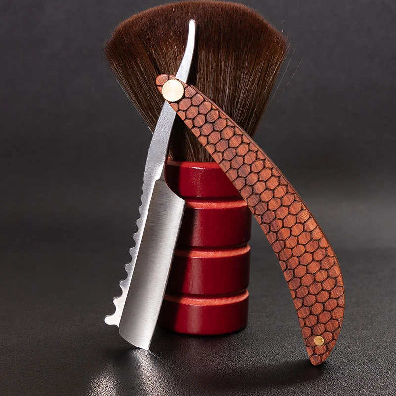 Profesjonalna maszynka do golenia dla mężczyzn Wood, brzytwa fryzjerska prosta, noże do golenia, ręczne pielęgnowanie brody, shavette, prezent