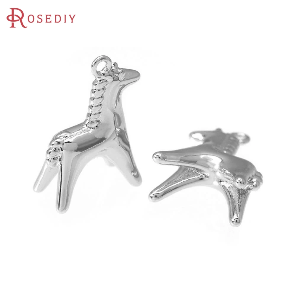 6PCS 18K 골드 컬러 황동 말 참 펜던트 고품질 Diy 목걸이 귀걸이 쥬얼리 액세서리... - 2