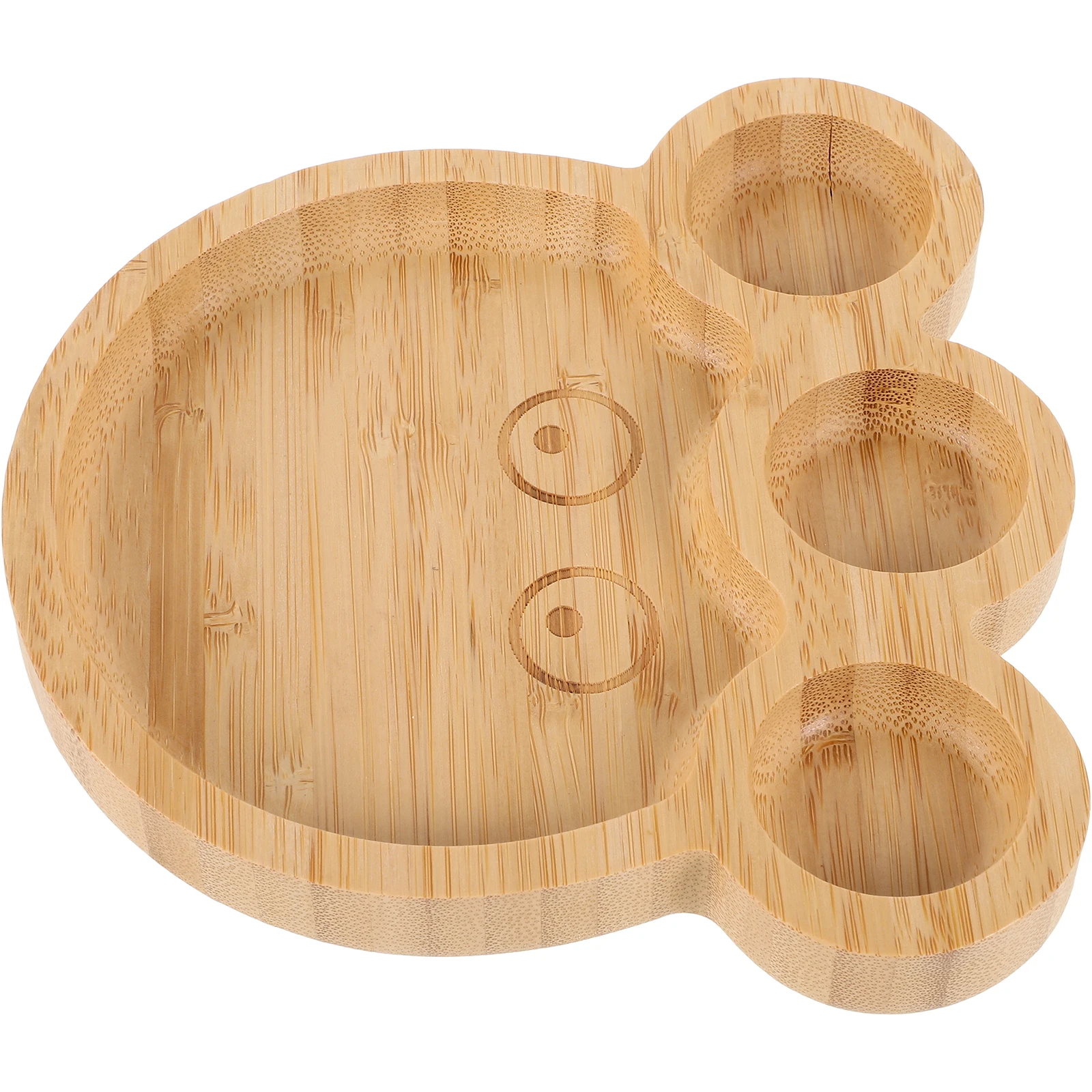 

Bamboo Suction Plates Baby Tableware Divided Sections Kids Feeding Bowl Toddler Antislip Easy Clean Silicone Bib Cartoon Safe