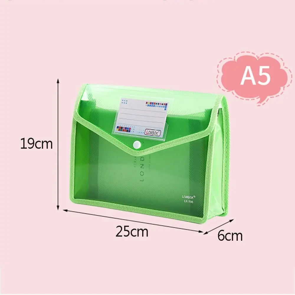 Durable Stationery Storage Pouch PVC Bag Document Bag A5 File Folders Envelope Folder File Organizer