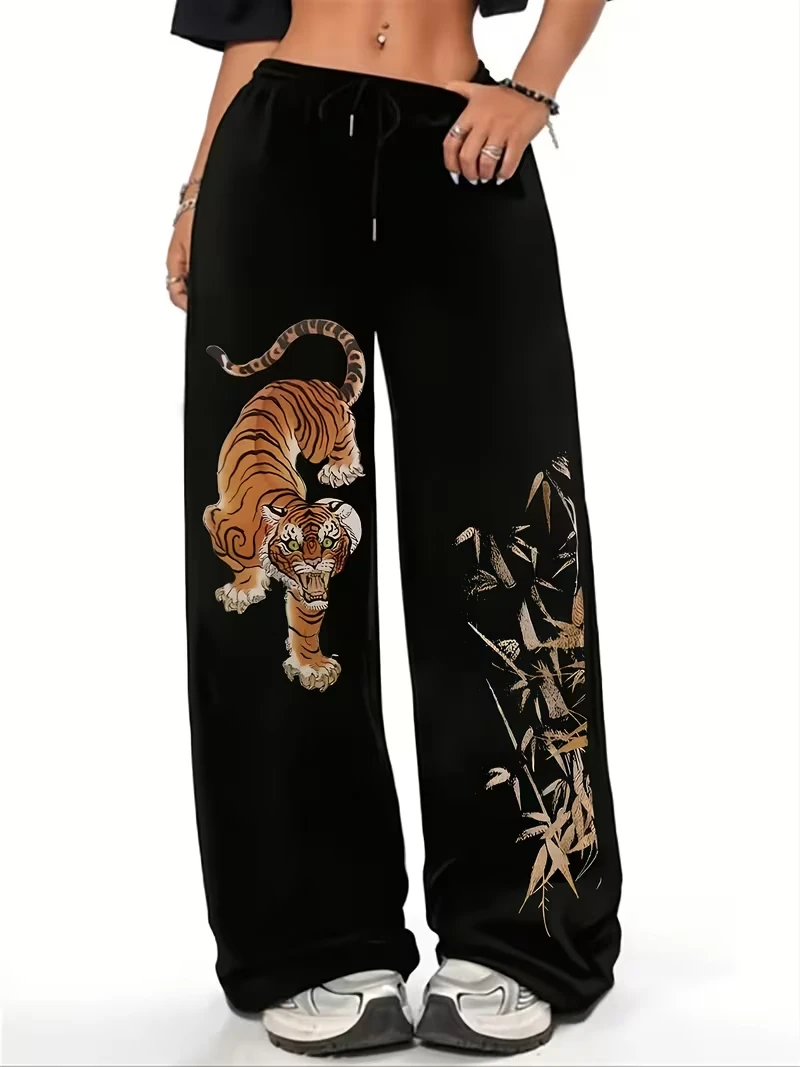 Streetwear Gothic Tijger Draak Dames Heren Wijde Broek Casual Punk Oversized Losse Rechte Sport Trendy Broek Joggers