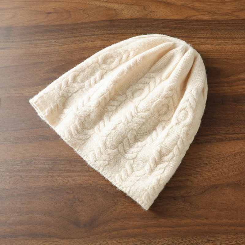 النساء 100% الكشمير الخالص كابل قبعة متماسكة شتاء دافئ لينة أنيق تنوعا محكم معقدة الطقس البارد التبعي #4