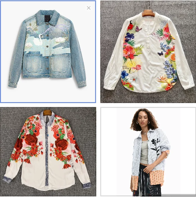 Spanish foreign trade new stitching printed hooded women's trench coat