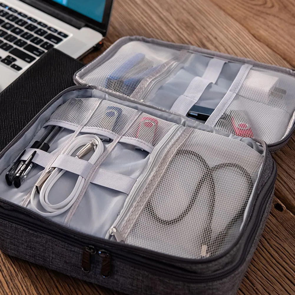 Digital Accessory Bag Waterproof Wear-Resistant USB Cable Storage Anti-Shock Power Bank Organizer Multifunctional Portable view 4
