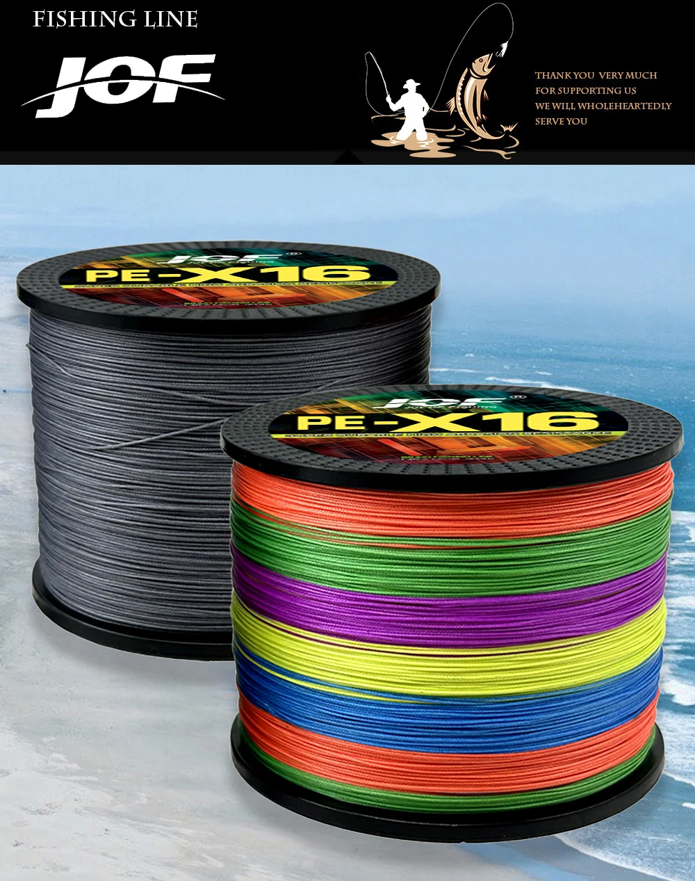 1000m 8 Strands 9 Strands 16 Strands Japan Super Strong 18-200LB PE Braided Fishing Line Multifilament Braid Thread 8-91kg
