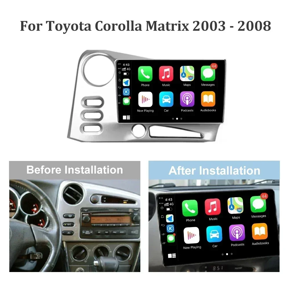 For Toyota Corolla Matrix 2003-2008 Android13 Radio Multimedia Player Wifi BT GPS navigation for car navigation auto car camera