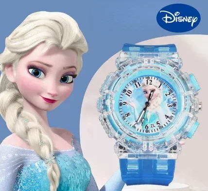 Disney Frozen Cartoon Children Watches Toy Flash Waterproof Sports Watch for Kids Girls Boy Quartz Wristwatch Child Clock Gifts