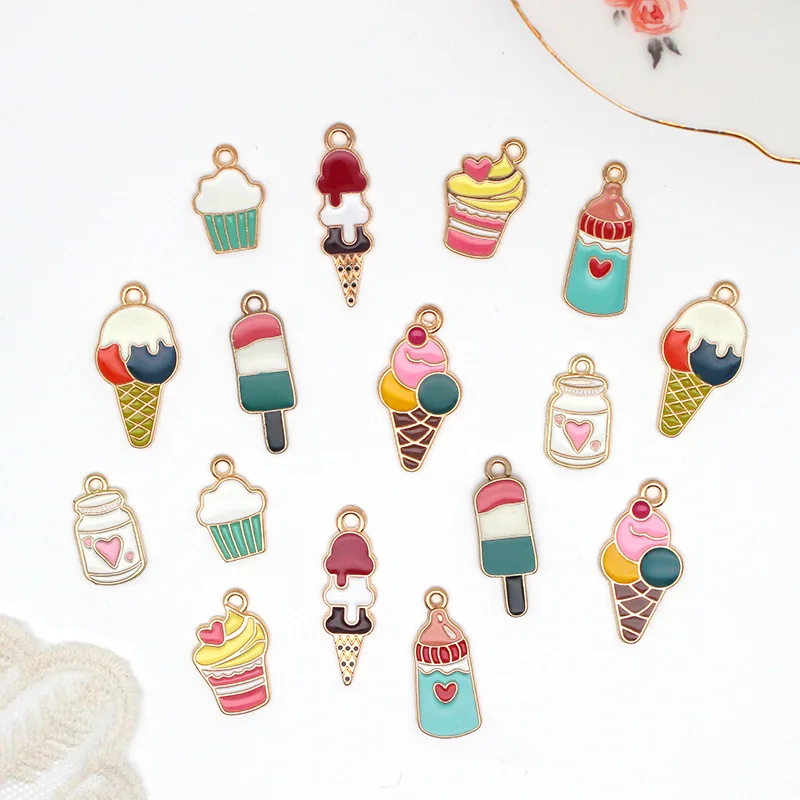 20 Pcs/lot Fashion Ice Cream Pendant Making Accessories Charms For Women, Earrings/Necklace Handmade DIY Jewelry Wholesale