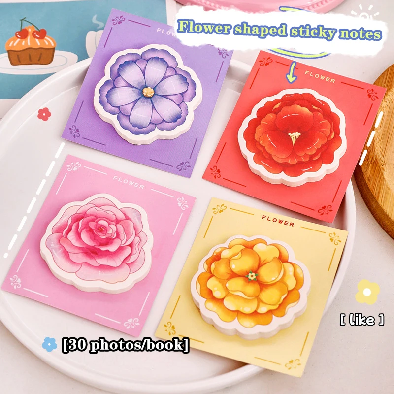 Creative Flower Sticky Note, Cute N Times Message Post, Papelaria Estudante, Etiqueta Notepad, Material Escolar de Escritório, Moda, 30 Folhas