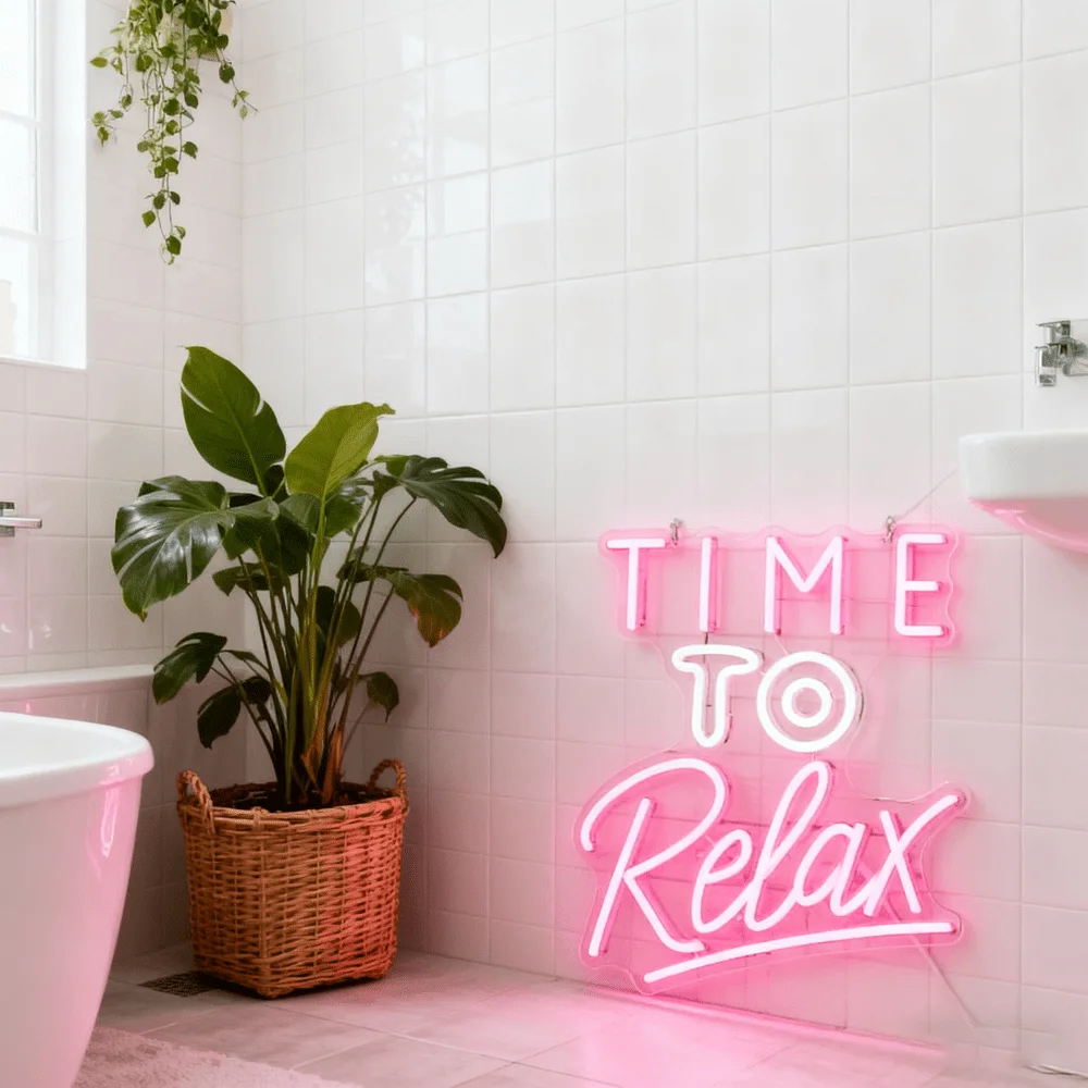Time To Relax Neon Sign Dimmable LED USB Wall Light for Man Cave Game Room Bar Bedroom Homestay Home Decor Birthday Party Gift