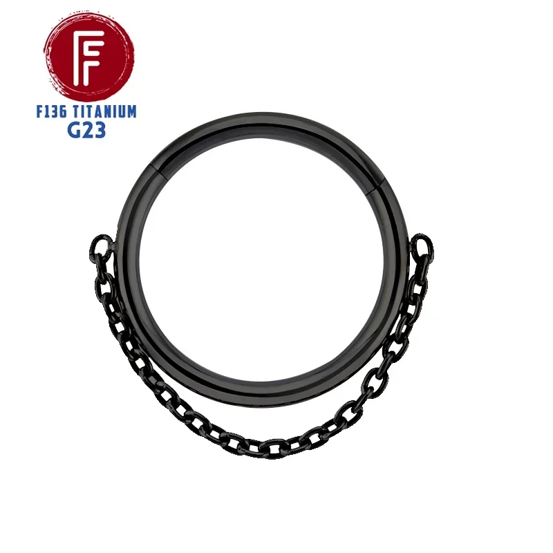 Women's Titanium Hinge Segment Nose Ring with CZ, Cartilage Piercing