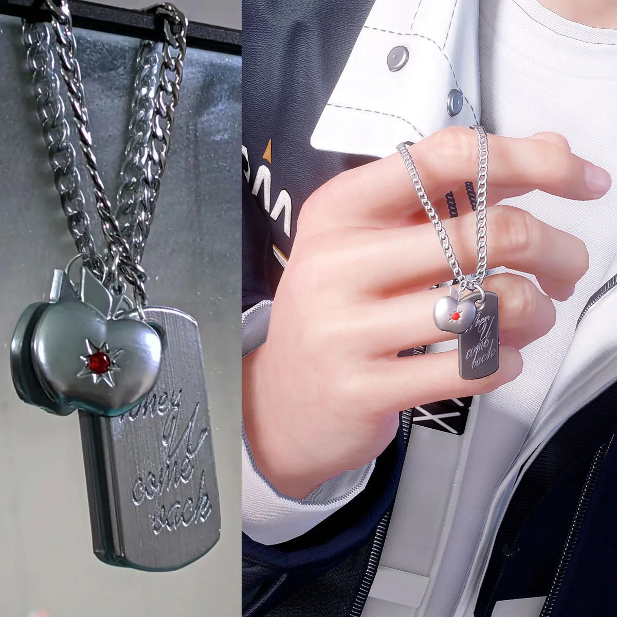 Productos relacionados con el espacio profundo y el amor Caleb el mismo hermano el mismo colgante collar tarjetas cuadradas de manzana collar regalo delicado