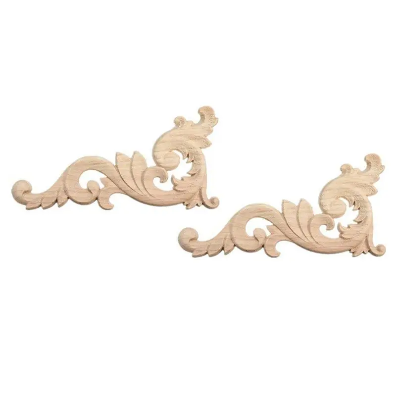 Caliente-4 piezas ornamento adornos de madera hechos a mano para muebles de armario esquina 15X7,5 Cm