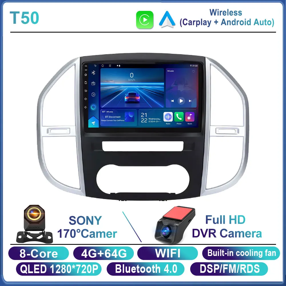 Android 15 Carplay Auto Autoradio voor Mercedes Benz Vito 3 W447 2014-2020 Navigatie Multimedia Videospeler Stereo Head Unit BT