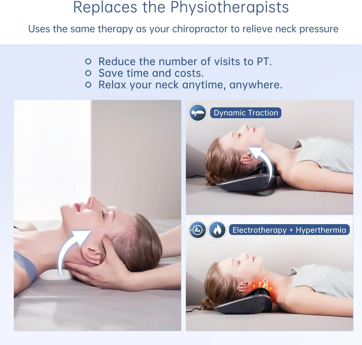 Multi-Functional Cervical Traction Device, Electric Neck Stretcher with Dynamic Neck Stretching, 3 Modes Electrotherapy and Hype