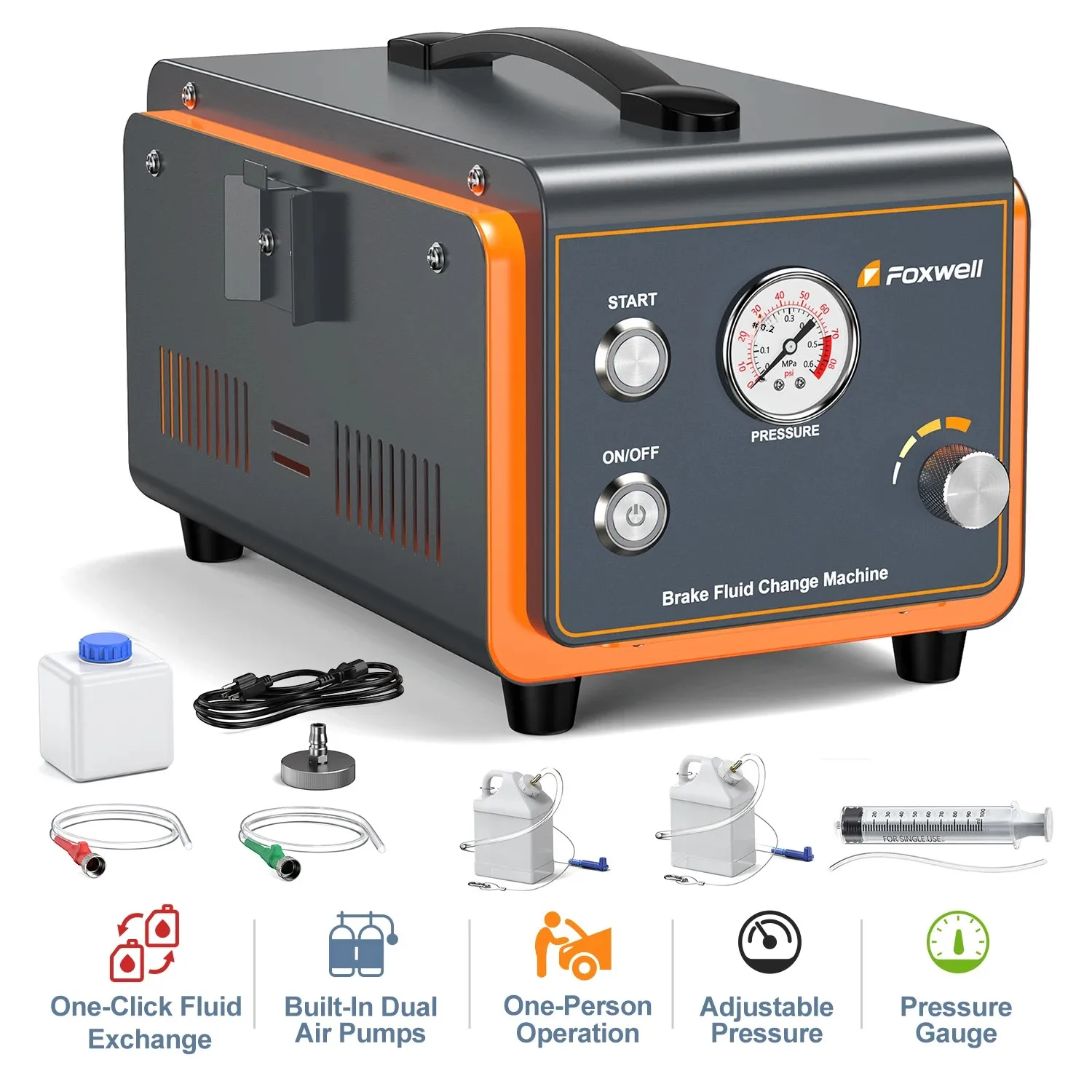 

FOXWELL RT1000 Автомобильный комплект для прокачки тормозной жидкости, двойной импульсный прокачка тормозной жидкости, воздушные насосы, вакуумный тормозной прокачки, инструмент для замены масла