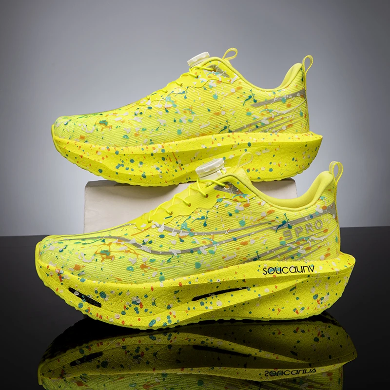 Hommes chaussures de course loisirs baskets respirant marche confortable Noctilucent décontracté Jogging lame mode à lacets marque en plein air