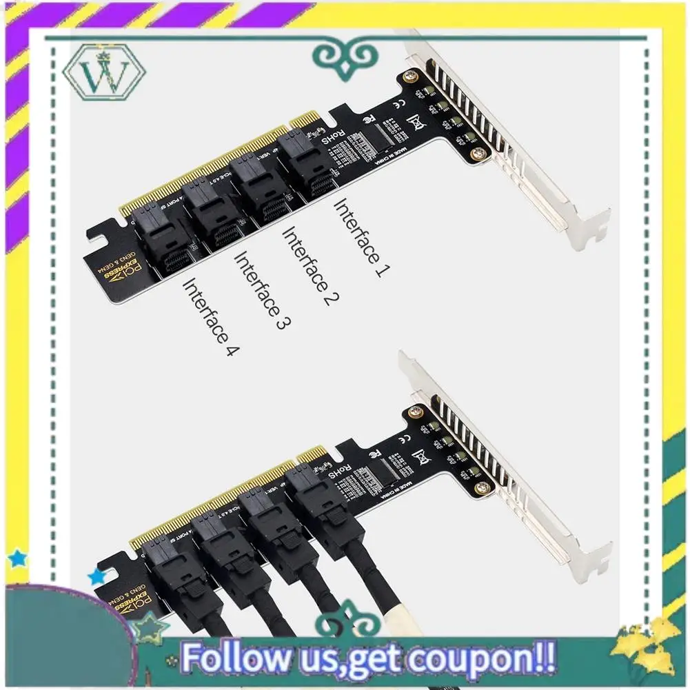 NEW PCI-E X16 To 4-Ports U.2 NVME SFF-8643 Expansion Card High Speed Pcie 4.0 Split Cards LED Indicator For 2U Chassis