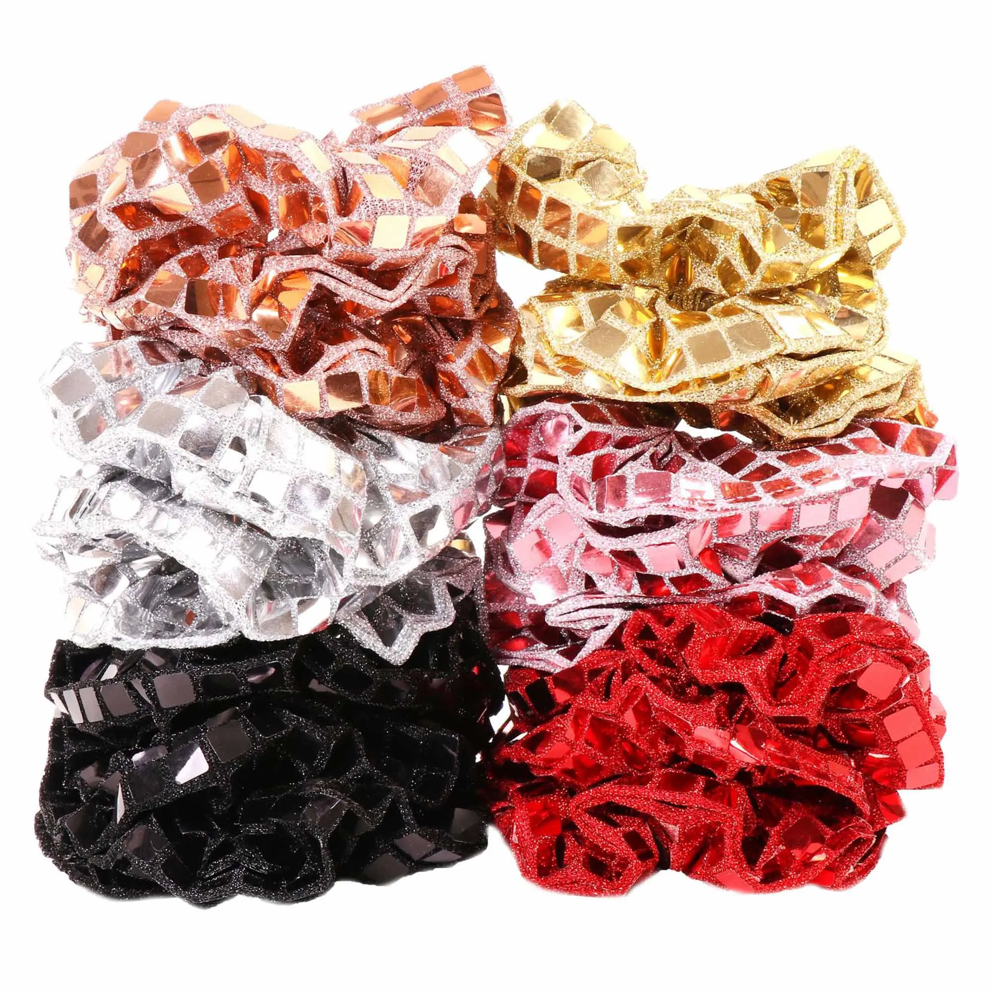 5 Stück/20 Stück Spiegel Disco Pailletten Haargummis Metallic Silber Scrunchies CHEERLEADERS Mädchen Pferdeschwanzhalter Haarschmuck – Detail 7