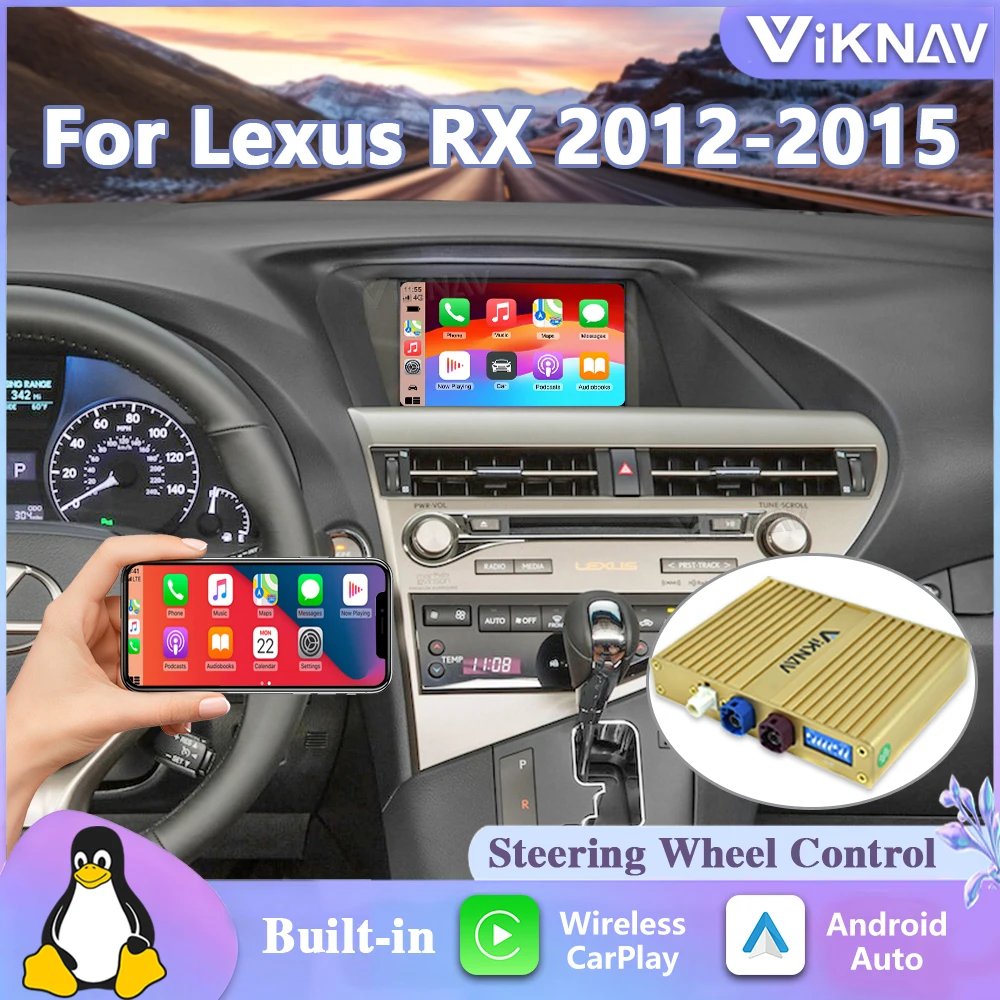 Linux Interface Box for Lexus RX 2012-2022 Wireless CarPlay Decoder Android Auto GPS Navigation Original Car Radio Screen