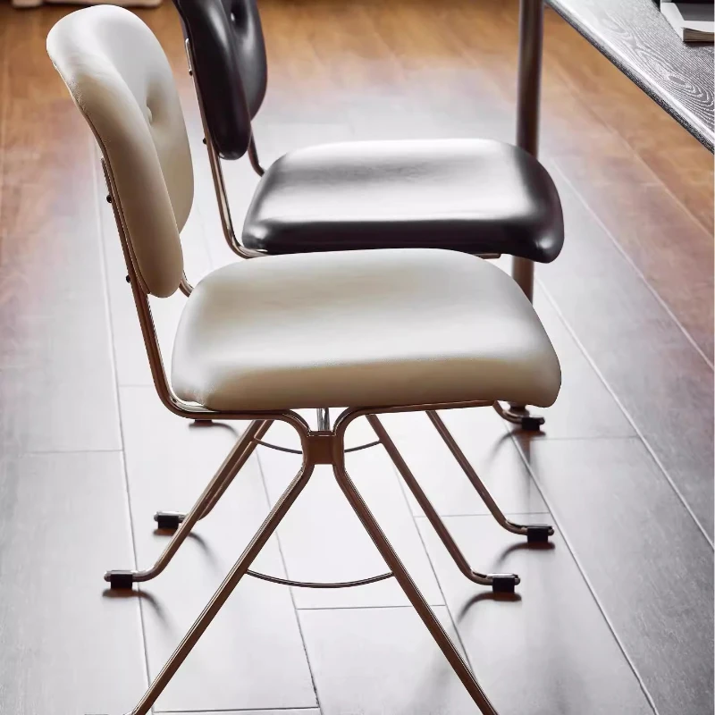 rb-Metal Leather Dining Chairs Modern Living Room Kitchen Bedroom Dining Minimalist Comfortable Muebles Terrace Furniture-