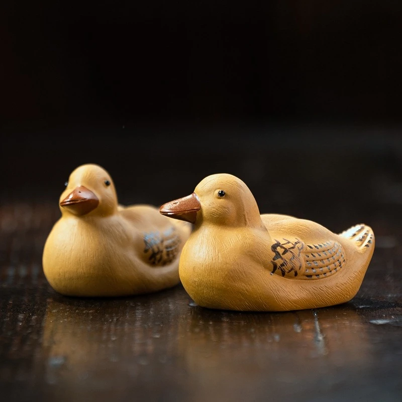 Handmade Yixing Zisha Cute Duck Tea Pet Nurturable Figurine for Gongfu Tea Ceremony Home Table Decor Gift