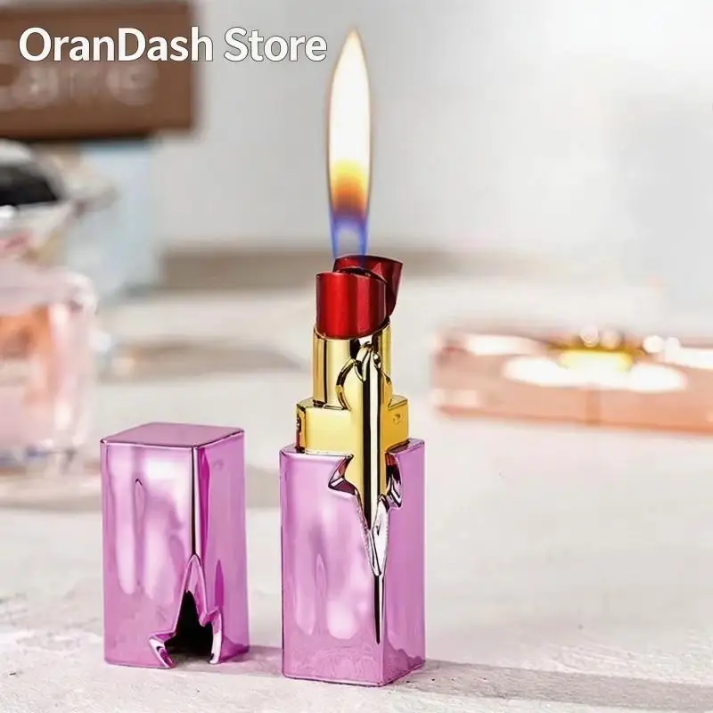 NEW Creative Lipstick Lighter Portable Open Flame Cigarette Lighter Female Student Lighter High-Value Smoker Gifts 2025