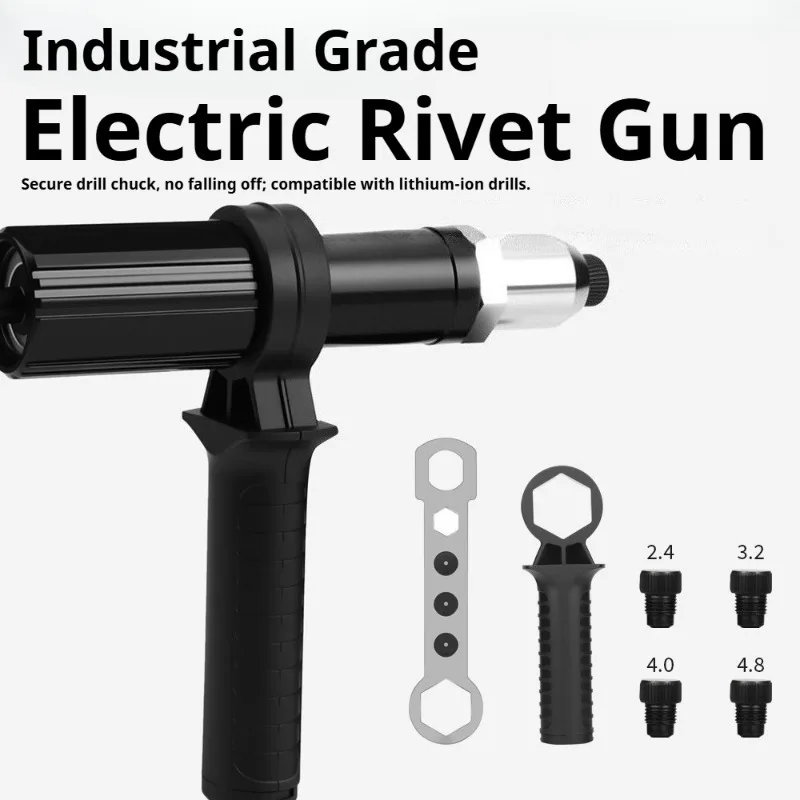Electric Rivet Gun Head Automatic Rivet Changing Attachment High Carbon Steel Cordless Drills Metalworking Decoration Tools