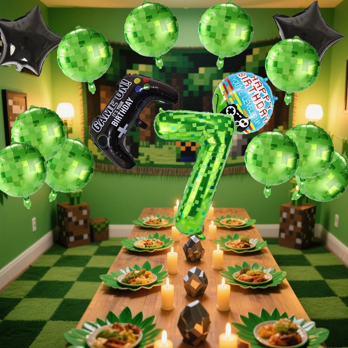 Spiel Thema Geburtstag Ballon Set 40 zoll Pixel Digital Ballon 0-9 Spielkonsole Geformt Ballon Geburtstag Party Dekoration – Detail 3